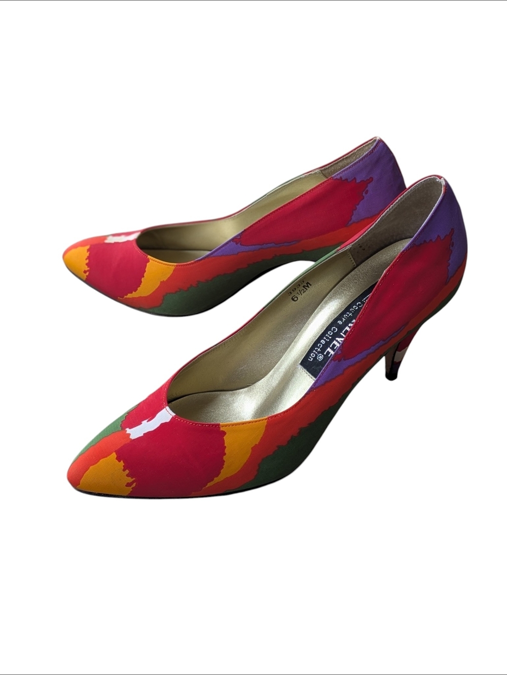 J Renee Women's Size 6.5 Multicolor Pointed-Toe Pumps Vintage Colorblock
